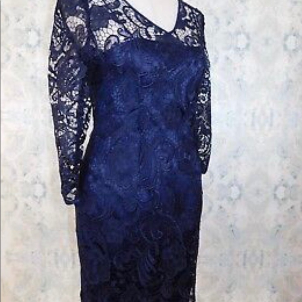 NWT Adrienne Papell Navy Lace Dress
